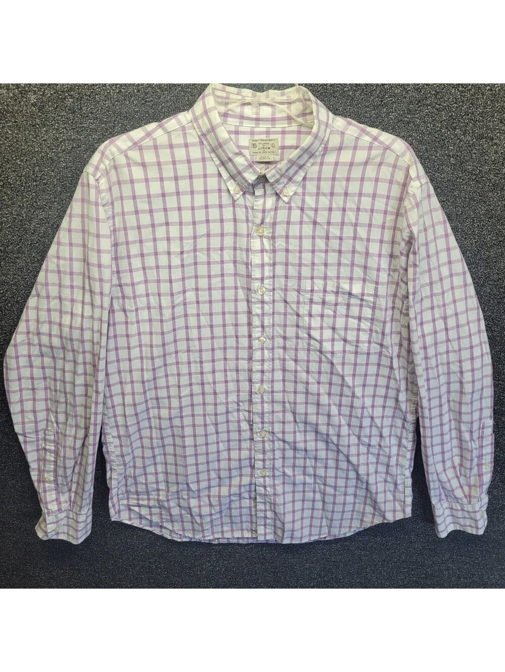 Vtg J Crew Men's Sz L Light Blue Checker Button-Down Shirt
